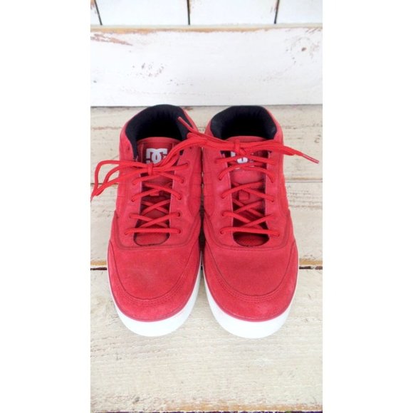 Red DC skater tennis shoes/red suede leather sneakers/skull/grafitti art - Picture 4 of 8